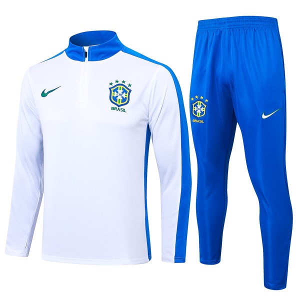 Sweatshirts Brasilien 2024-2025 Weiß Blau 3